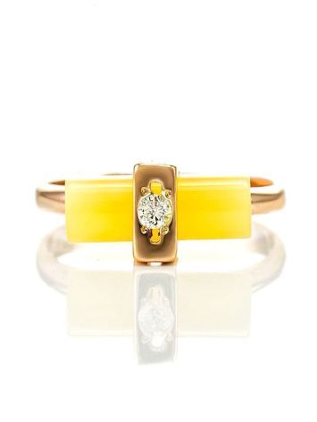 Cylindrical Cut Amber In Gold With Crystals The Scandinavia, Ring Size: 6.5 / 17, image , picture 5