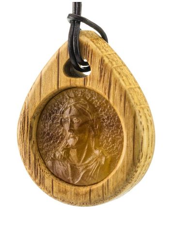 Oak Wood Icon Pendant With Honey Amber, image , picture 3