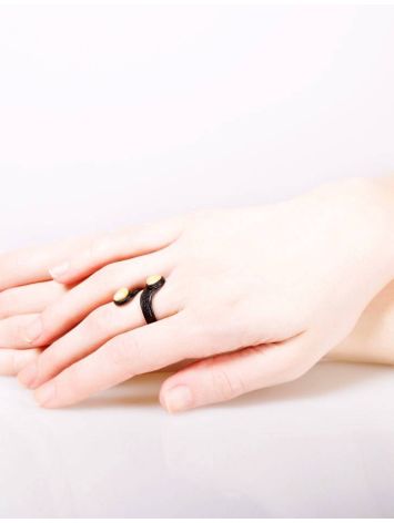 Leather Amber Adjustable Ring The Nefertiti, image , picture 3