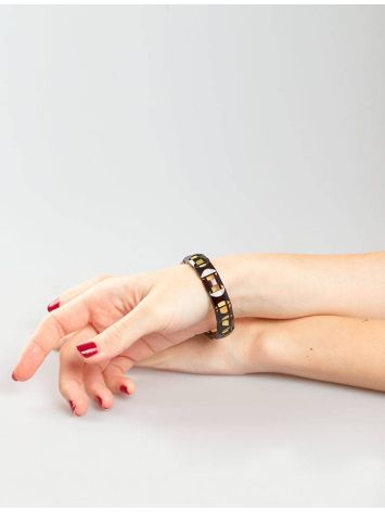 Geometric Two Toned Amber Stretch Bracelet, image , picture 3