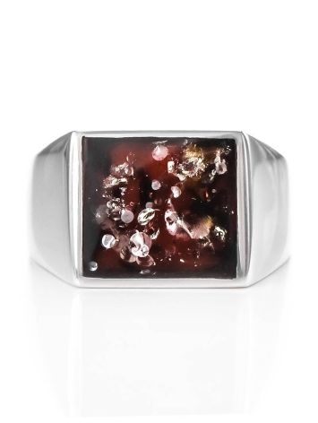 Silver Signet Ring With Cherry Amber The London, Ring Size: 12 / 21.5, image , picture 3