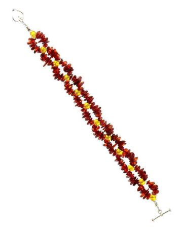 Cherry Amber Designer Bracelet With Glass Beads, image , picture 4