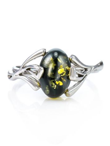 Adorable Sterling Silver Ring With Green Amber The Crocus, Ring Size: 12 / 21.5, image , picture 3