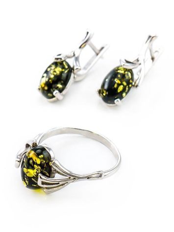 Adorable Sterling Silver Ring With Green Amber The Crocus, Ring Size: 12 / 21.5, image , picture 6