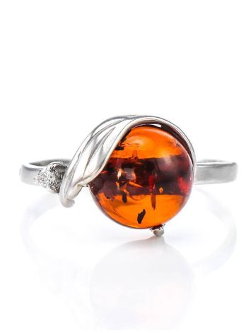 Classy Amber Ring In Sterling Silver With Crystals The Swan, Ring Size: 13 / 22, image , picture 3