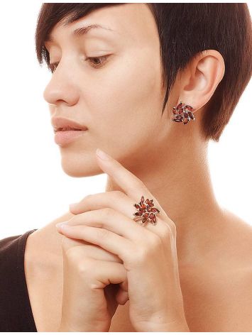 Cherry Amber Earrings In Sterling Silver The Dahlia, image , picture 2