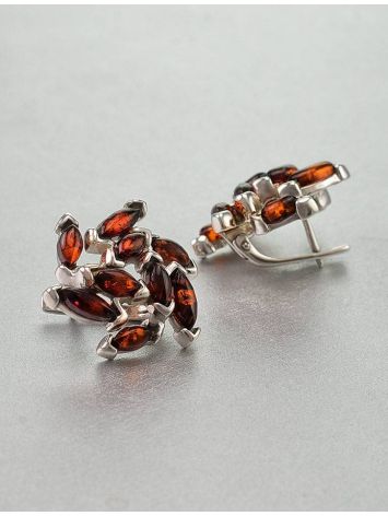Cherry Amber Earrings In Sterling Silver The Dahlia, image , picture 3
