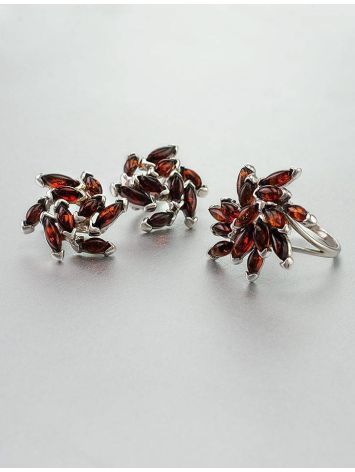 Cherry Amber Earrings In Sterling Silver The Dahlia, image , picture 5