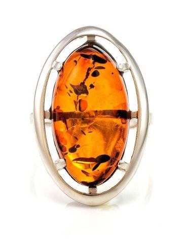 Sterling Silver Ring With Cognac Amber The Elegy, Ring Size: 5.5 / 16, image , picture 3