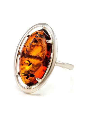 Sterling Silver Ring With Cognac Amber The Elegy, Ring Size: 5.5 / 16, image , picture 5