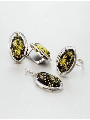 Classy Silver Ring With Green Amber The Elegy, Ring Size: 12 / 21.5, image , picture 5