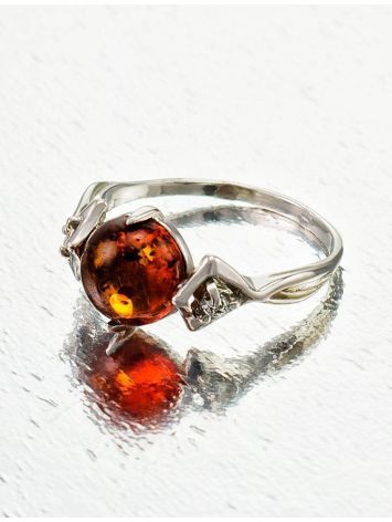 Sterling Silver Ring With Cognac Amber And Crystals The Sambia, Ring Size: 11.5 / 21, image , picture 4