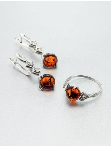 Sterling Silver Ring With Cognac Amber And Crystals The Sambia, Ring Size: 11.5 / 21, image , picture 6