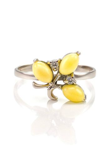 Honey Amber Ring In Sterling Silver With Crystals The Verbena, Ring Size: 9 / 19, image , picture 2