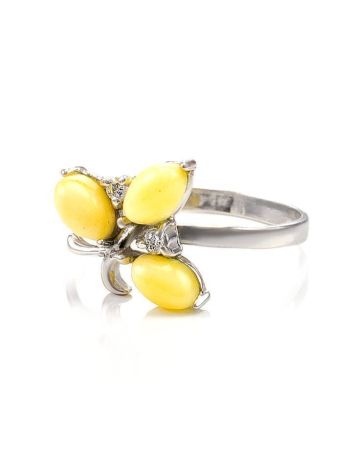 Honey Amber Ring In Sterling Silver With Crystals The Verbena, Ring Size: 13 / 22, image , picture 4