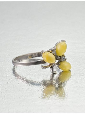 Honey Amber Ring In Sterling Silver With Crystals The Verbena, Ring Size: 9 / 19, image , picture 3