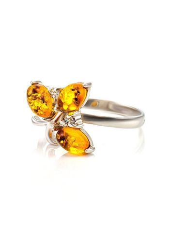 Cognac Amber Ring In Sterling Silver With Crystals The Verbena, Ring Size: 11.5 / 21, image , picture 4