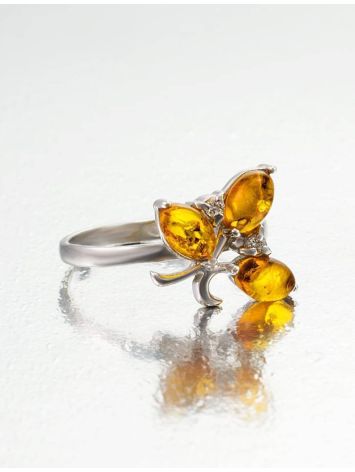 Cognac Amber Ring In Sterling Silver With Crystals The Verbena, Ring Size: 11.5 / 21, image , picture 3