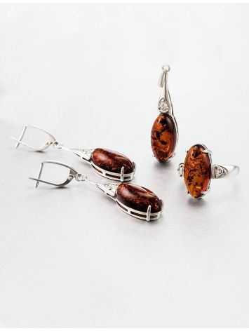 Voluptuous Cognac Amber Ring In Sterling Silver With Crystals The Penelope, Ring Size: 13 / 22, image , picture 6