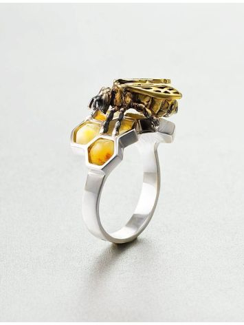 Honey Amber Ring In Sterling Silver The Bee, Ring Size: 7 / 17.5, image , picture 5