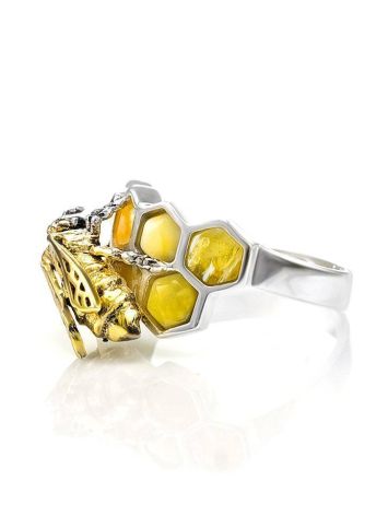 Honey Amber Ring In Sterling Silver The Bee, Ring Size: 7 / 17.5, image , picture 6