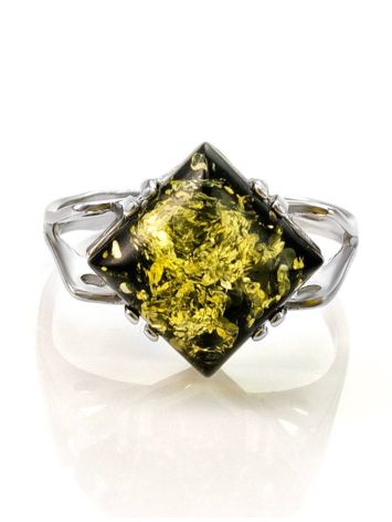 Square Cut Amber Ring In Sterling Silver The Astoria, Ring Size: 13 / 22, image , picture 3