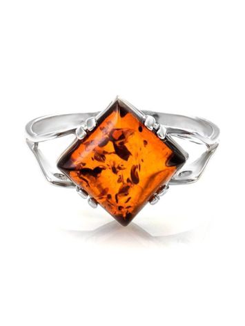 Stylish Silver Ring With Bright Cognac Amber The Astoria, Ring Size: 11.5 / 21, image , picture 3