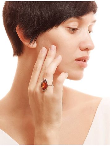 Sterling Silver Ring With Cognac Amber The Elegy, Ring Size: 12 / 21.5, image , picture 4