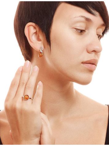 Classy Amber Ring In Sterling Silver With Crystals The Swan, Ring Size: 12 / 21.5, image , picture 2