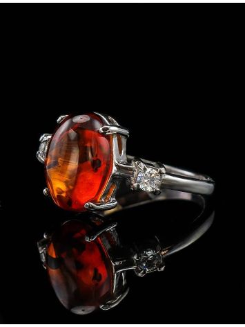 Classy Silver Ring With Cognac Amber And Crystals The Nostalgia, Ring Size: 11.5 / 21, image , picture 4