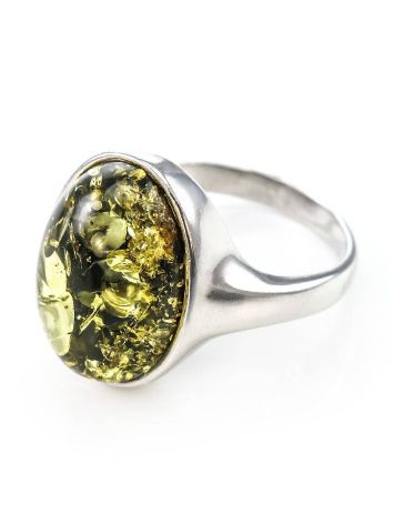 Green Amber Ring In Sterling Silver The Goji, Ring Size: 5.5 / 16, image , picture 4