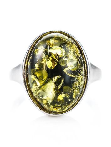 Green Amber Ring In Sterling Silver The Goji, Ring Size: 13 / 22, image , picture 5