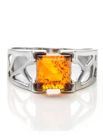 Sterling Silver Ring With Cognac Amber The Artemis, Ring Size: 13 / 22, image , picture 3