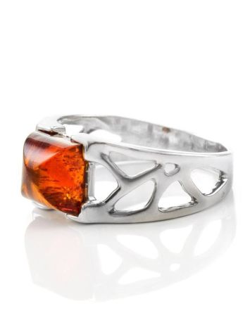Sterling Silver Ring With Cognac Amber The Artemis, Ring Size: 13 / 22, image , picture 4