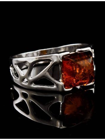 Sterling Silver Ring With Cognac Amber The Artemis, Ring Size: 13 / 22, image , picture 5