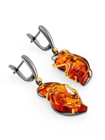 Drop Gold-Plated Amber Earrings The Rialto, image , picture 3