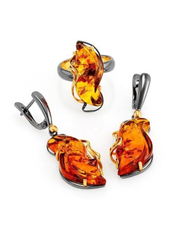 Drop Gold-Plated Amber Earrings The Rialto, image , picture 4