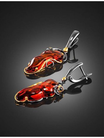 Drop Gold-Plated Amber Earrings The Rialto, image , picture 2