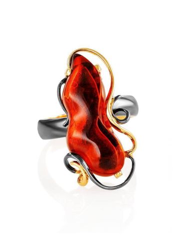 Open Amber Ring In Gold-Plated Silver The Rialto, Ring Size: Adjustable, image , picture 3
