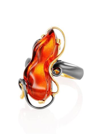 Open Amber Ring In Gold-Plated Silver The Rialto, Ring Size: Adjustable, image , picture 4