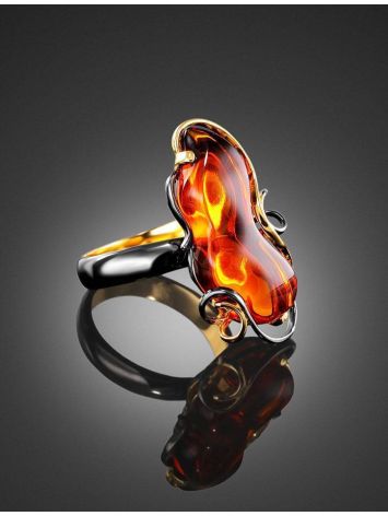 Open Amber Ring In Gold-Plated Silver The Rialto, Ring Size: Adjustable, image , picture 2