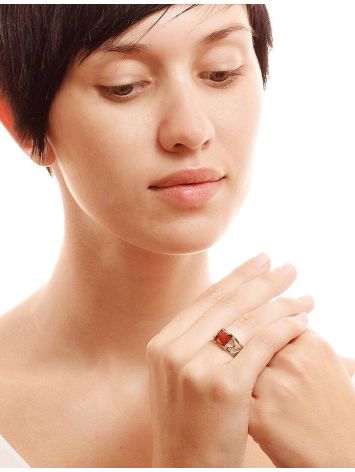 Sterling Silver Ring With Cognac Amber The Artemis, Ring Size: 13 / 22, image , picture 2
