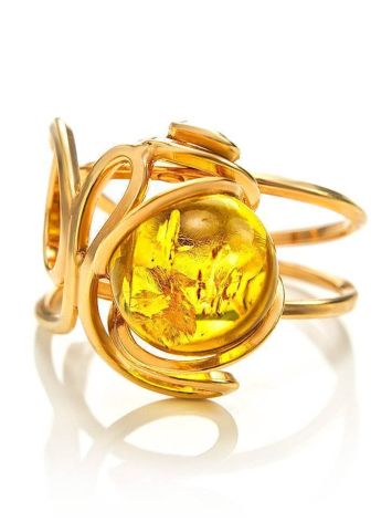 Gold-Plated Ring With Lemon Amber The Flamenco, Ring Size: Adjustable, image , picture 5