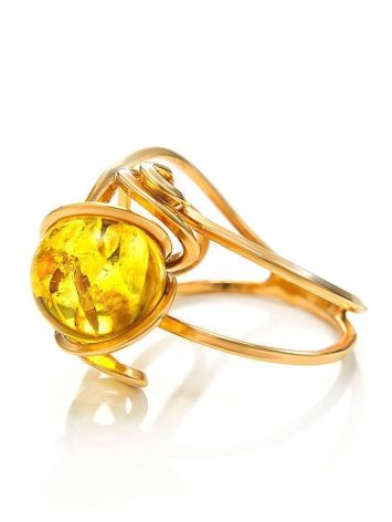 Gold-Plated Ring With Lemon Amber The Flamenco, Ring Size: Adjustable, image , picture 6