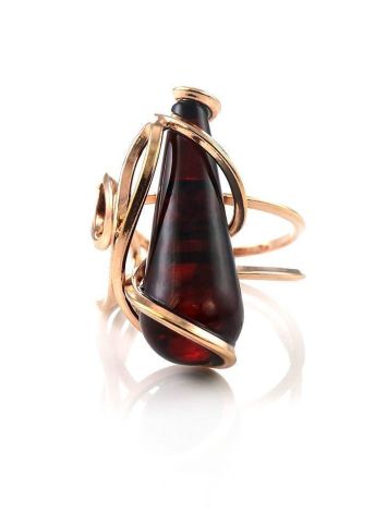 Adjustable Amber Ring In Gold-Plated Silver The Flamenco, Ring Size: Adjustable, image , picture 2