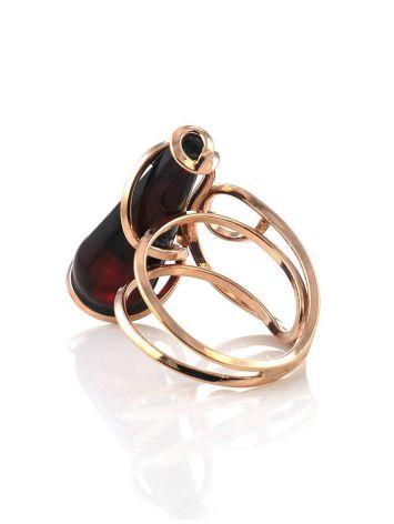 Adjustable Amber Ring In Gold-Plated Silver The Flamenco, Ring Size: Adjustable, image , picture 4