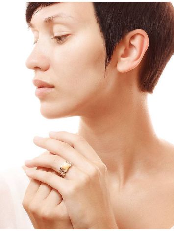 Honey Amber Ring In Sterling Silver The Artemis, Ring Size: 13 / 22, image , picture 5