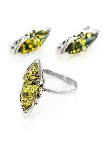 Sterling Silver Ring With Green Amber The Ballade, Ring Size: 6 / 16.5, image , picture 3