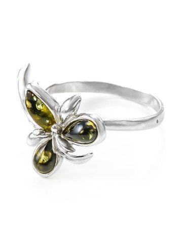 Wonderful Green Amber Ring In Sterling Silver The Verbena, Ring Size: 12 / 21.5, image , picture 3