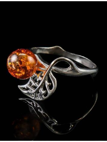 Sterling Silver Ring With Cognac Amber The Florina, Ring Size: 13 / 22, image , picture 4